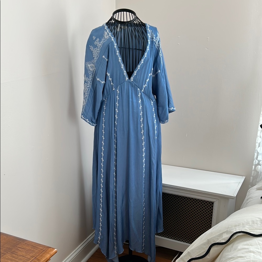Blue Embroidered Women's Dress